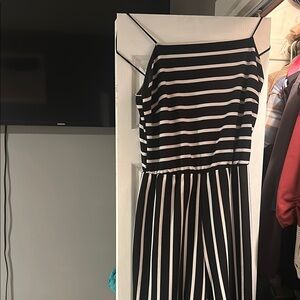 Black and White Striped Jumpsuit